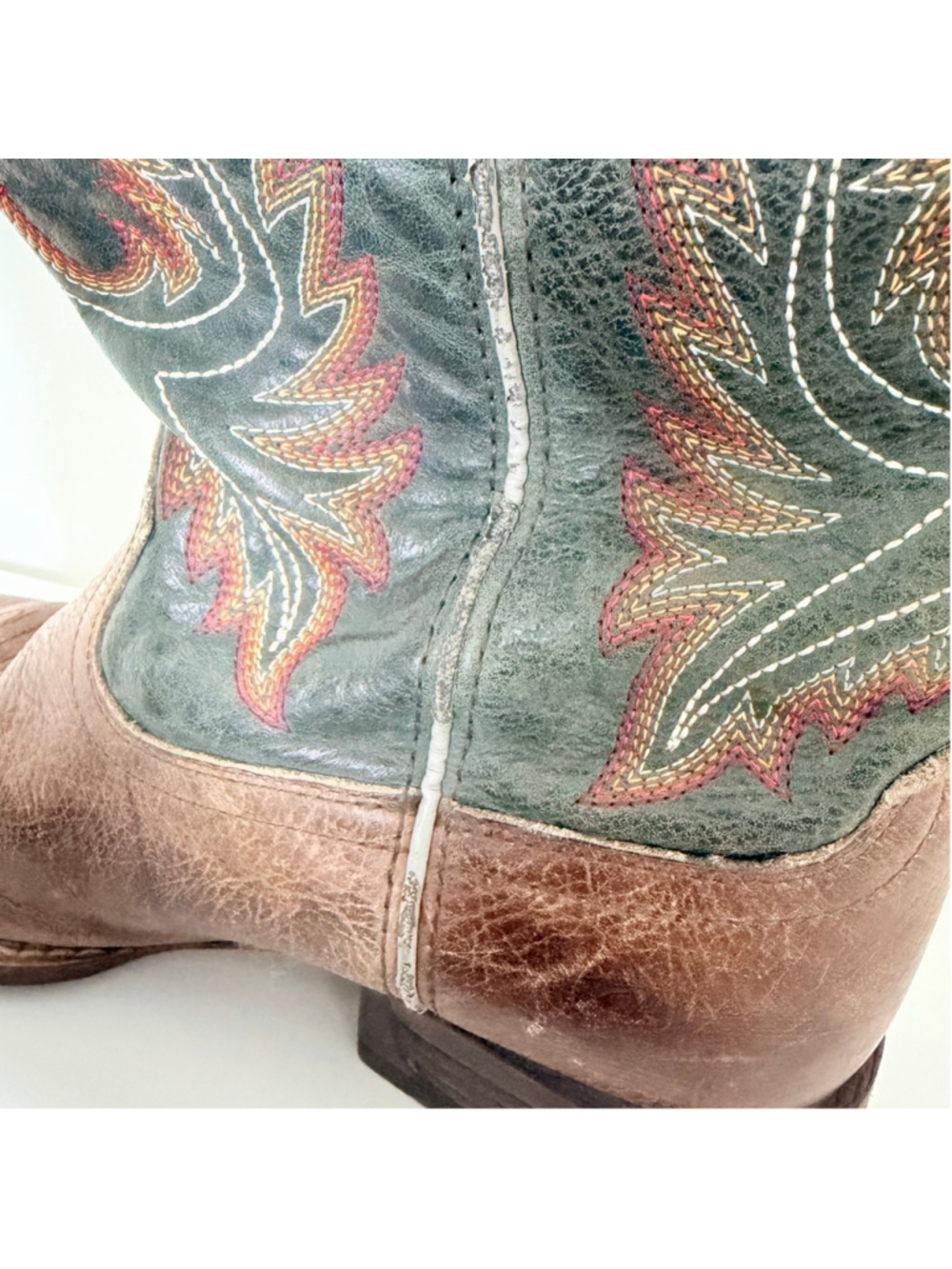Ariat Kids Wilder Western Boot Youth Size 5 Brown Teal Embroidered Cowboy Rodeo - Picture 10 of 13